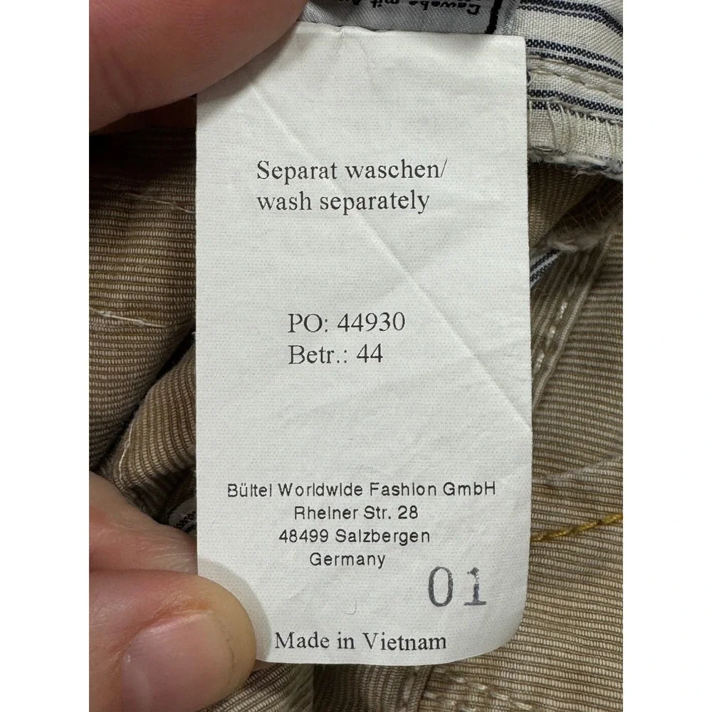Camel Active Mens Hudson Corduroy Straight Tan Pants 33/30 Meas: 33x30